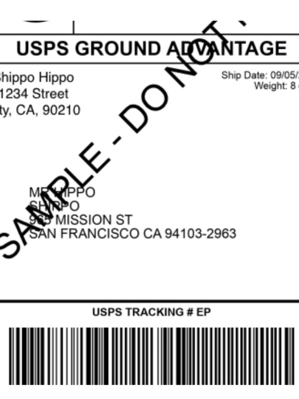 USPS Ground Advantage Shipping Label